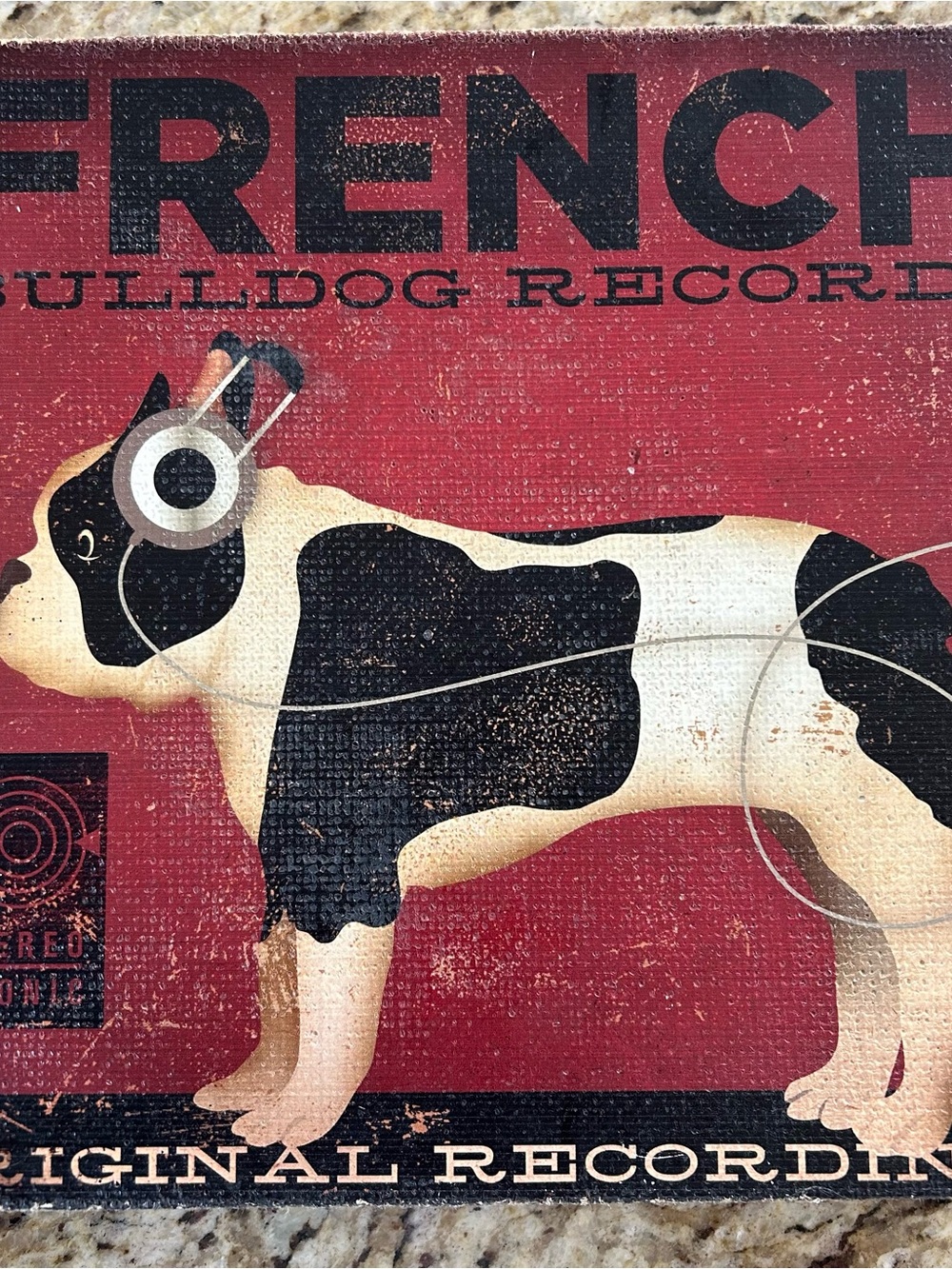 Vintage 2011 DEMDACO French Bulldog Records Wall Art Stephen Fowler Dogs Rock 1